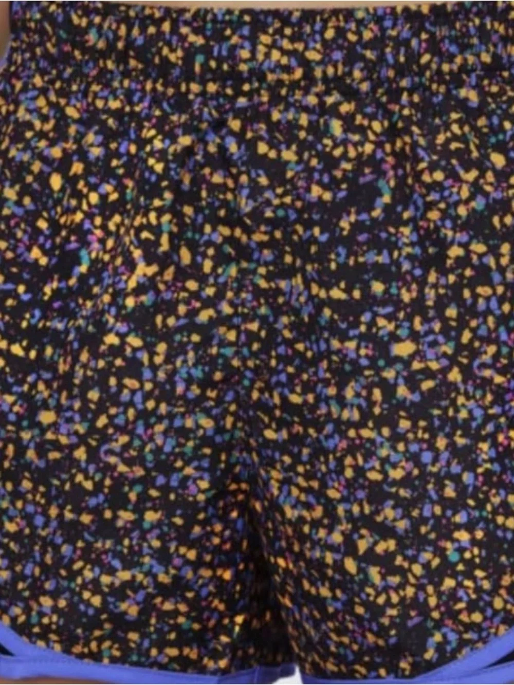 Size Small Women’s Nike Black Printed Athletic Shorts with Blue Trim